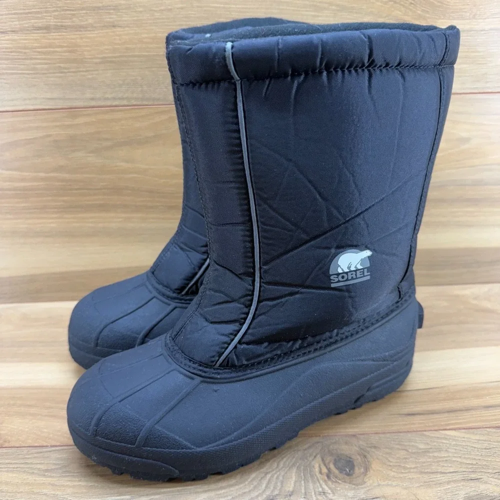 Sorel Snow Commander Youth Kids Boots Size 6 Black Duck Nylon Insulated Snow